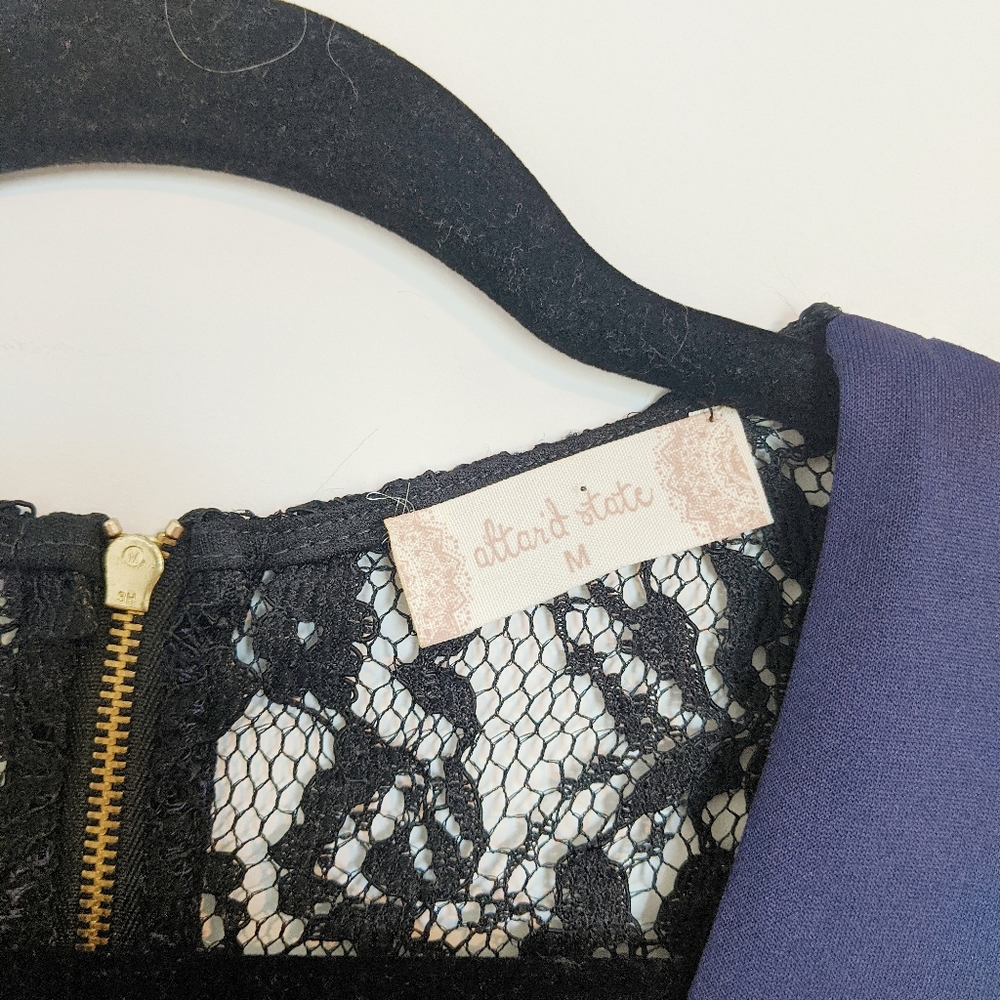 Altar'd State Navy black lace flair dress medium - Picture 4 of 7
